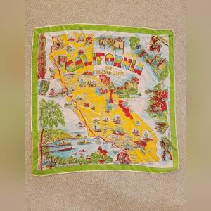 Vintage California Scarf ~ Travel Souvenir ~ San Fran ~ LA ~ Golden State